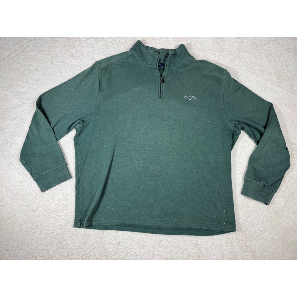 Callaway Pullover Mens XL Green Quarter Zip Golf Sweater Athletic Active